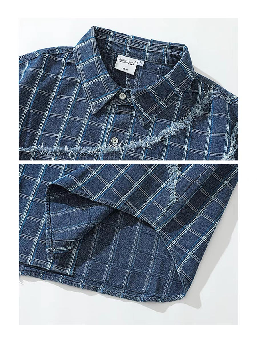 632 Koki Checkered Denim Shirt