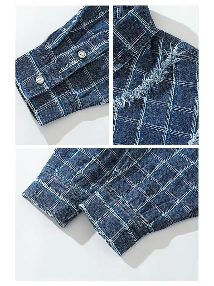 632 Koki Checkered Denim Shirt