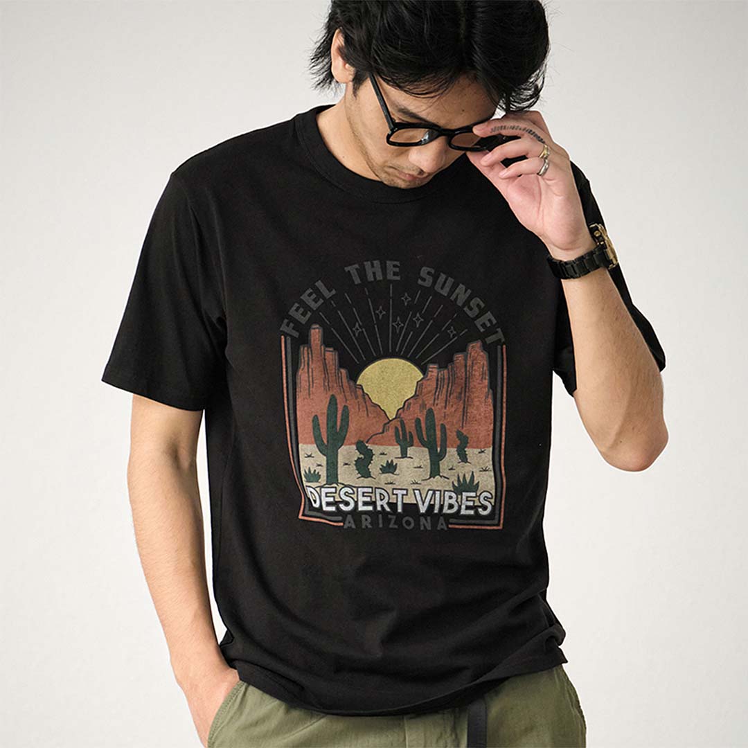 250G "Feel The Sunset" Printed Tee