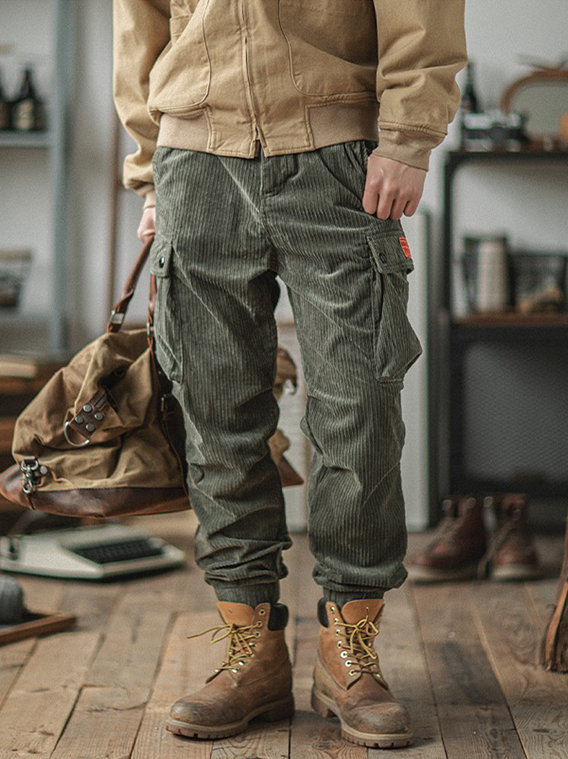 568 Kuo Corduroy Cargo Joggers