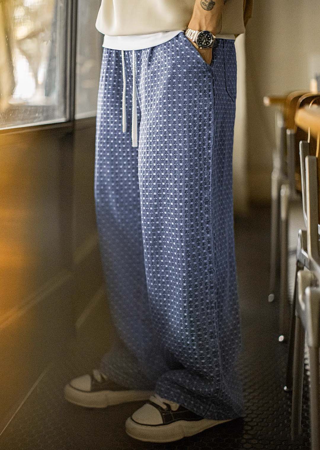 790 Arisawa Washed Denim Jacquard Pants