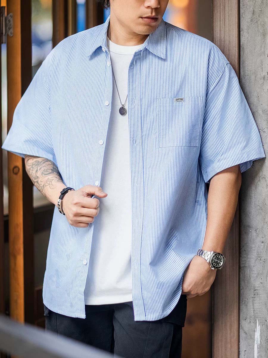 438 Ken Pinstripe Short-Sleeve Shirt