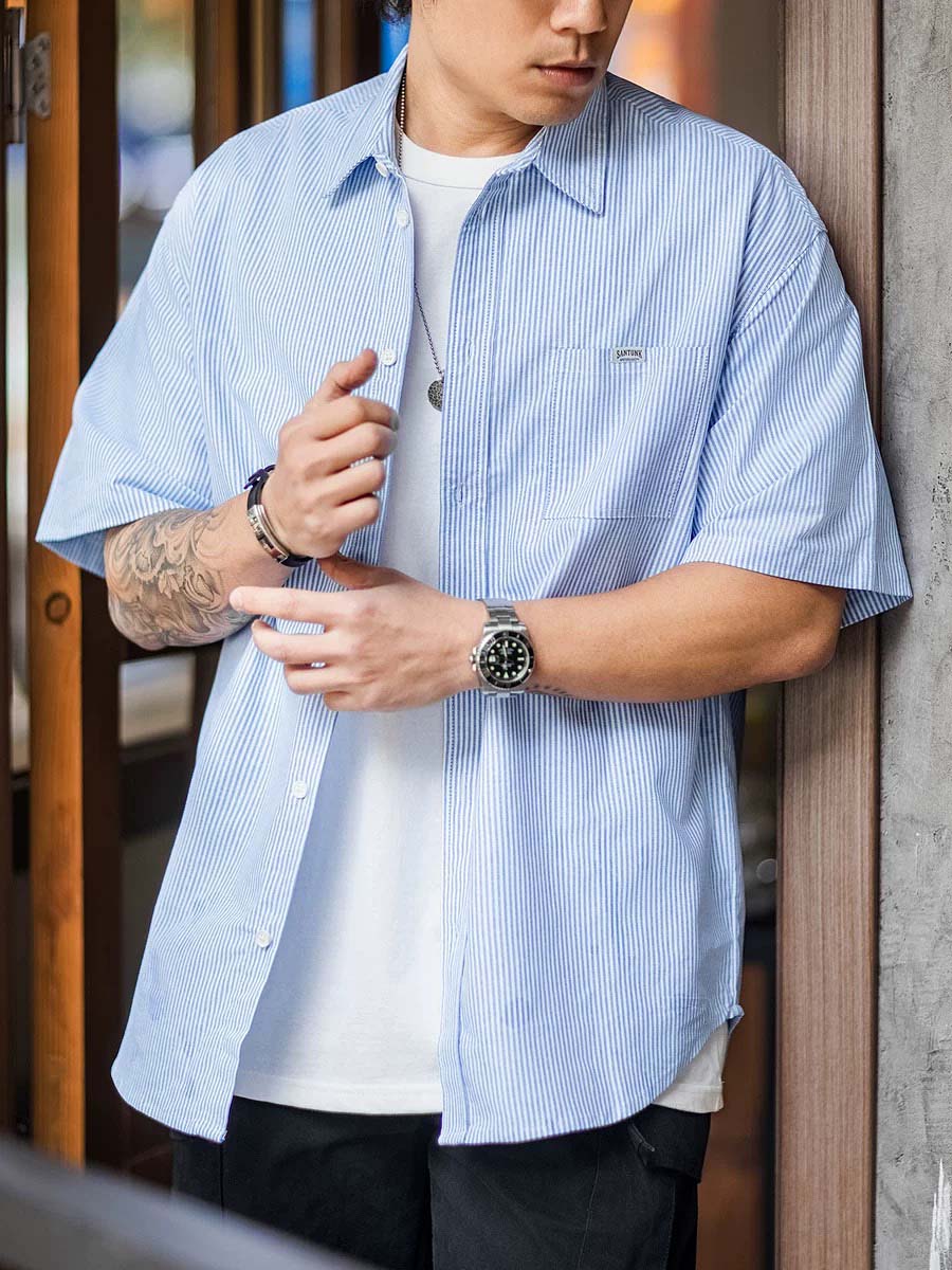 438 Ken Pinstripe Short-Sleeve Shirt