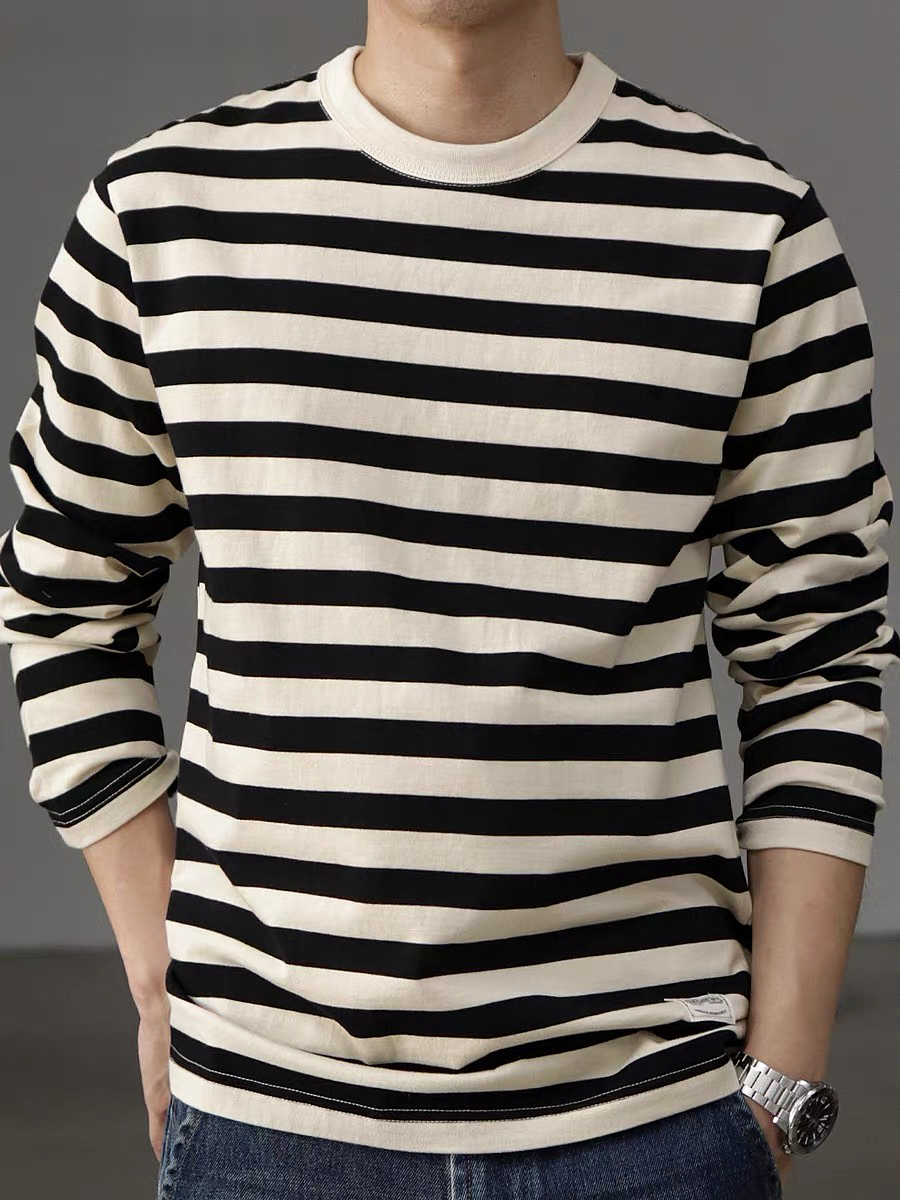 250G Washed Striped Long-Sleeve Tee