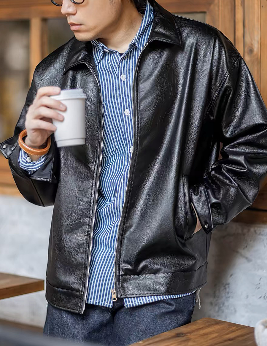 697 Keijo Faux Leather Coach Jacket