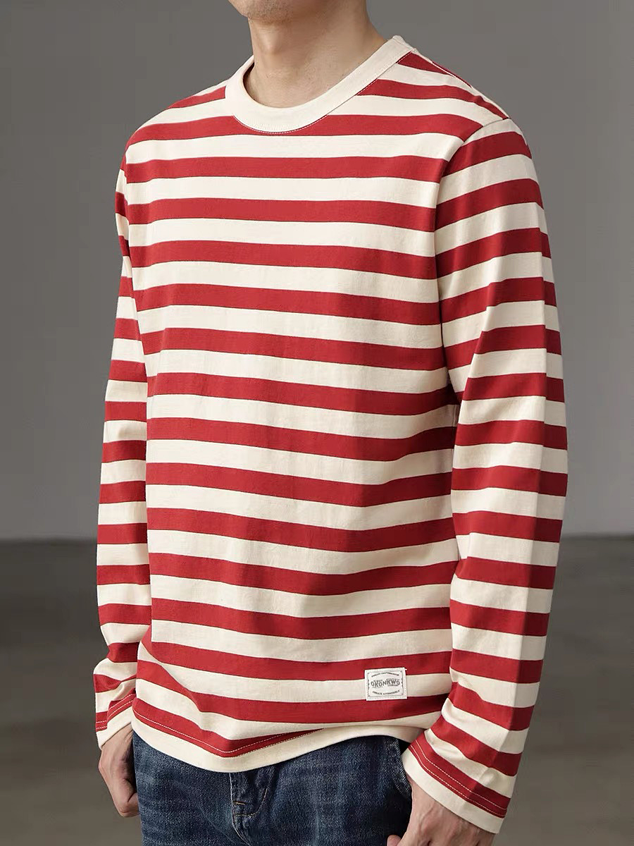 250G Washed Striped Long-Sleeve Tee