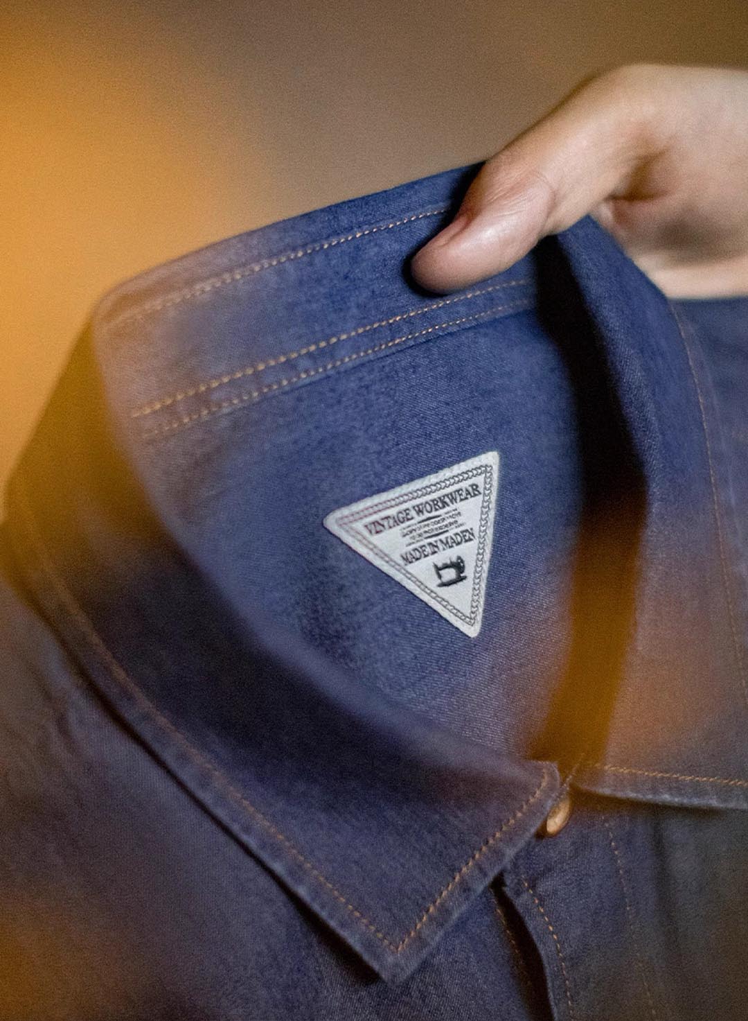 547 Mao Casual Denim Long-Sleeve Shirt