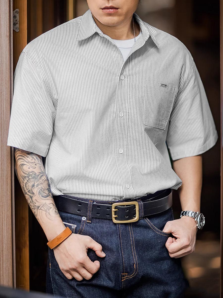 438 Ken Pinstripe Short-Sleeve Shirt