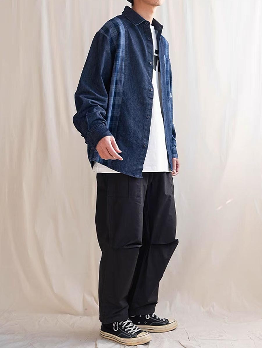 649 Mio Patchwork Long-Sleeve Shirt
