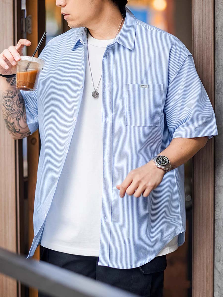 438 Ken Pinstripe Short-Sleeve Shirt