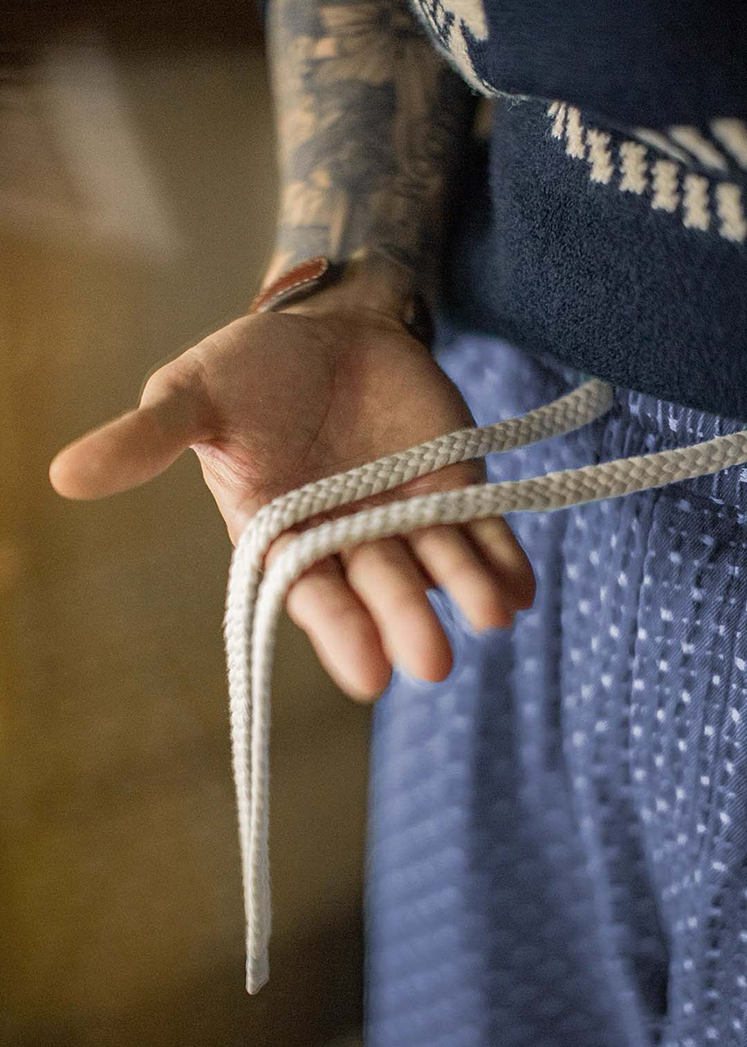 790 Arisawa Washed Denim Jacquard Pants