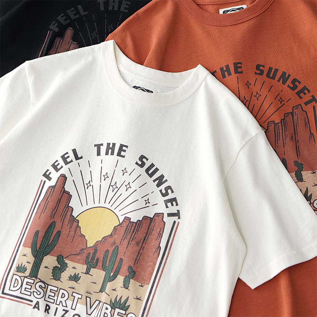 250G "Feel The Sunset" Printed Tee