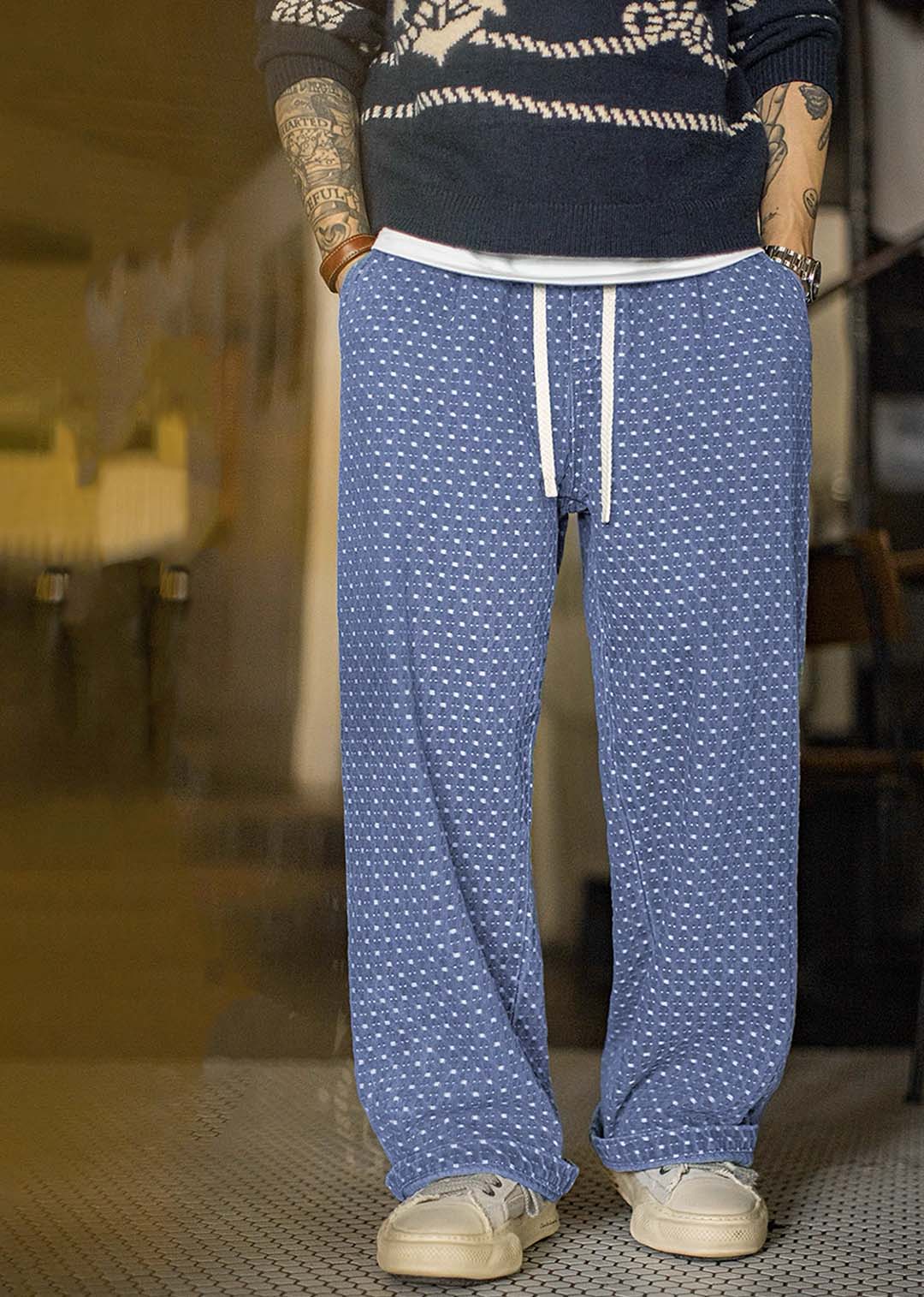 790 Arisawa Washed Denim Jacquard Pants