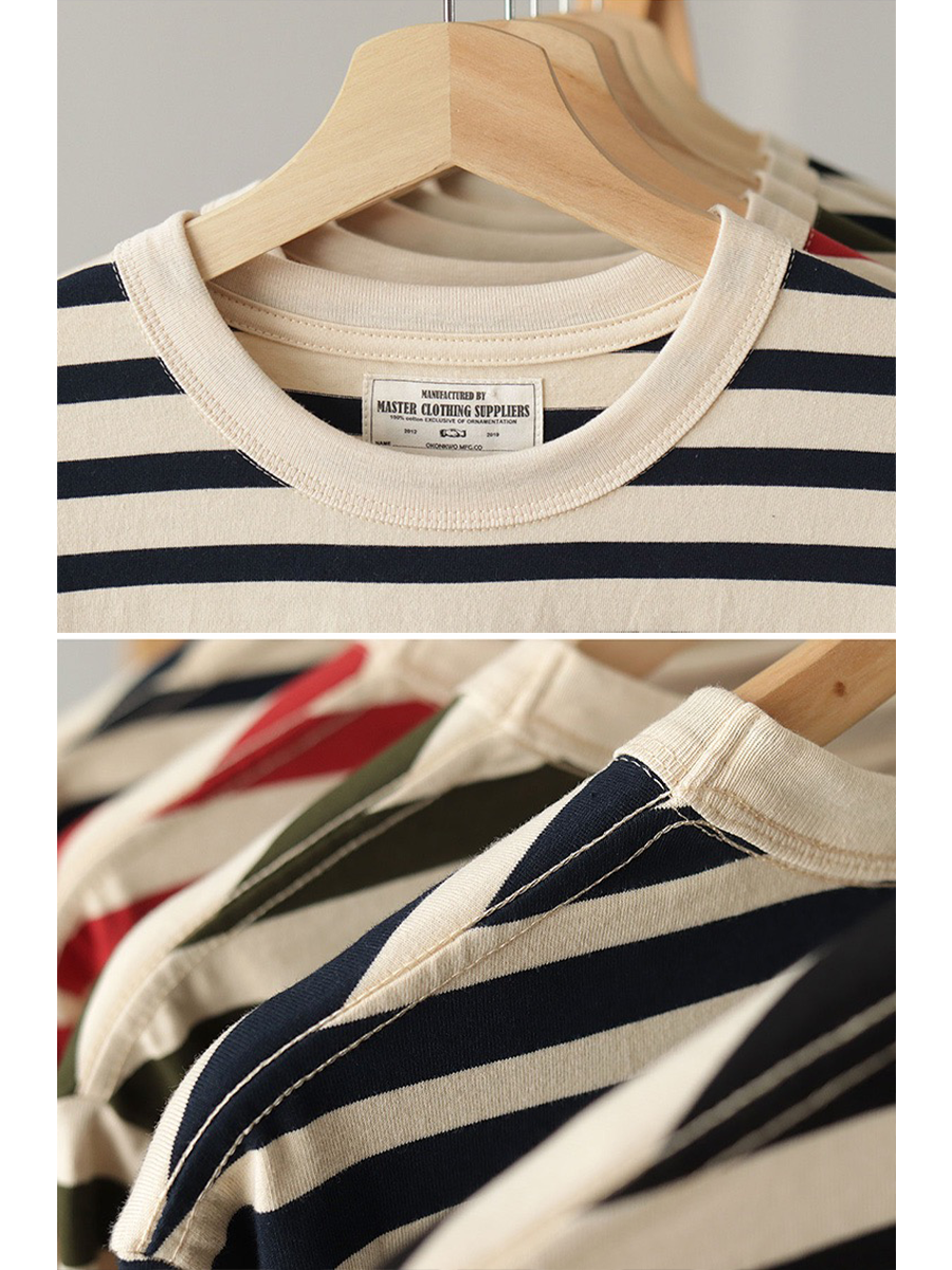 250G Washed Striped Long-Sleeve Tee
