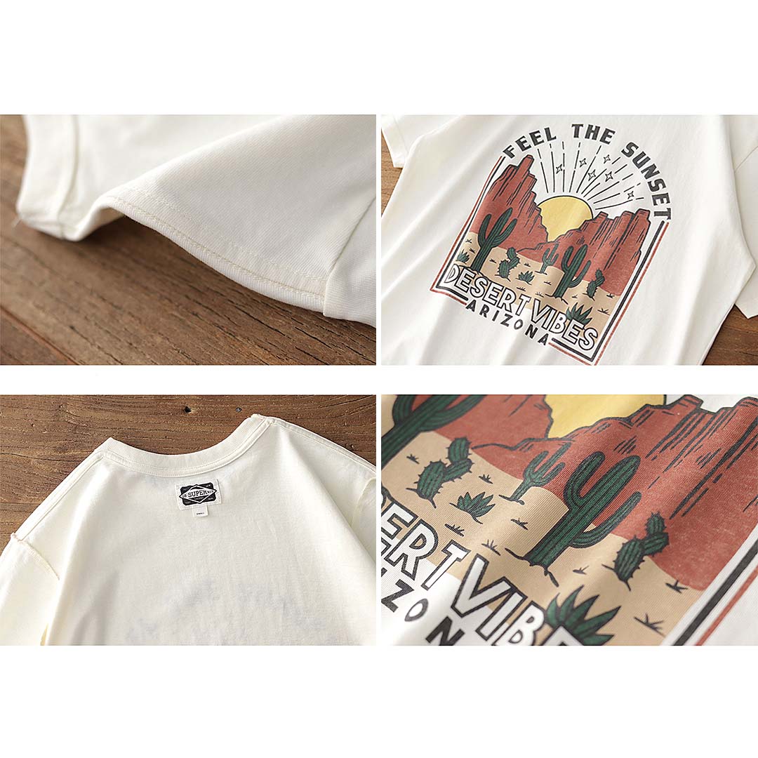 250G "Feel The Sunset" Printed Tee