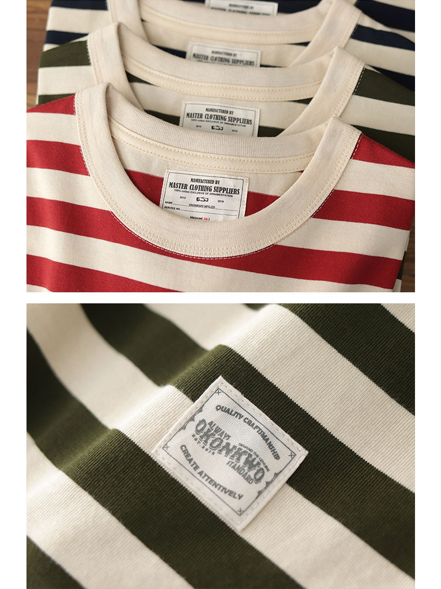 250G Washed Striped Long-Sleeve Tee