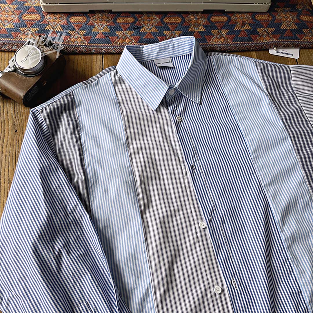 130 Casual Striped Patchwork Shirt