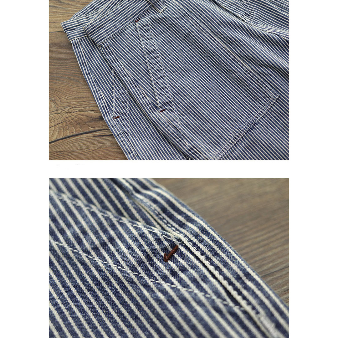 108 Vintage Striped Denim Shorts