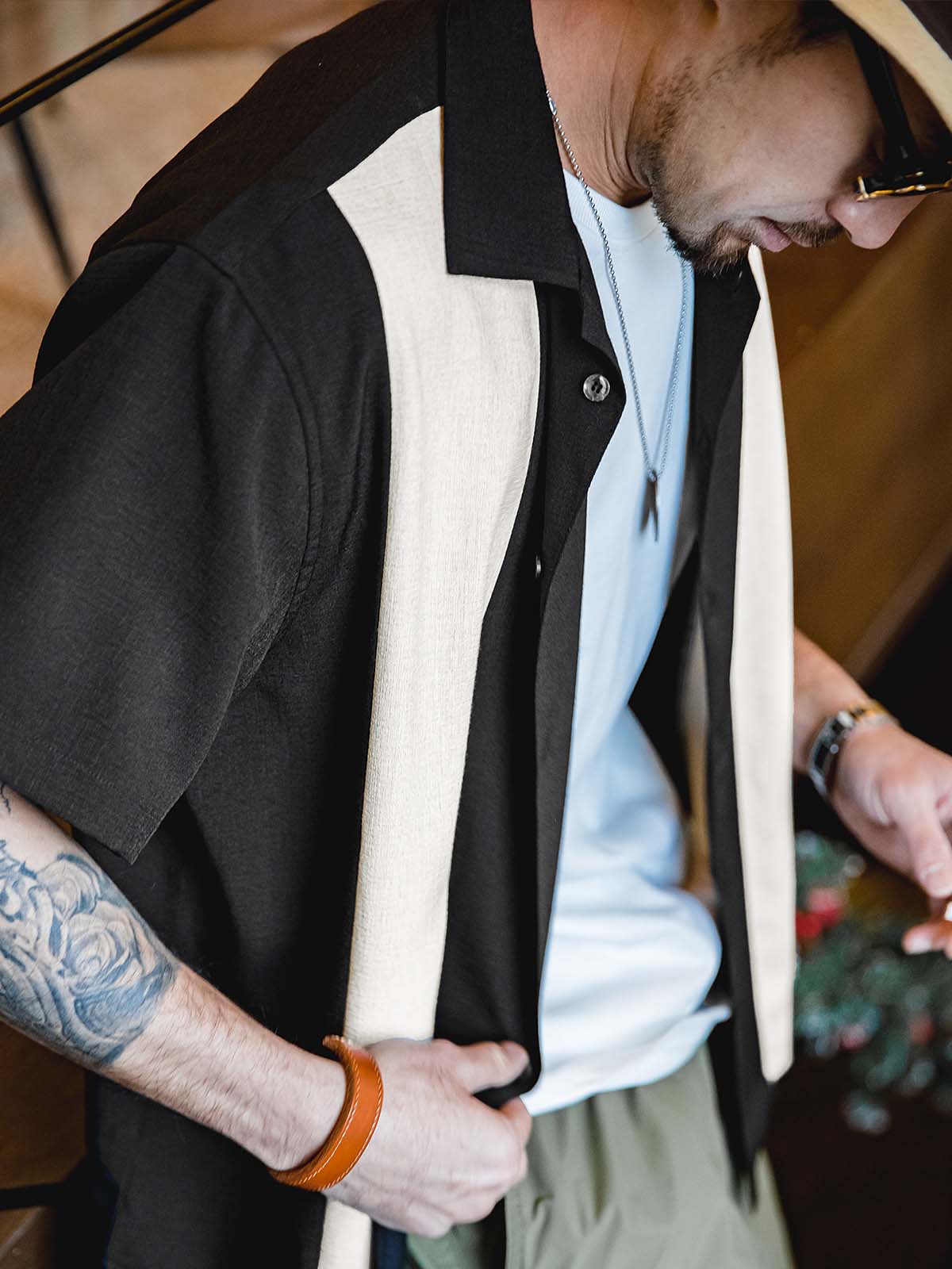 220 Striped Cuban Collar Shirt
