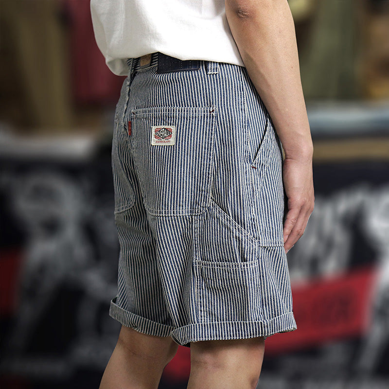 108 Vintage Striped Denim Shorts