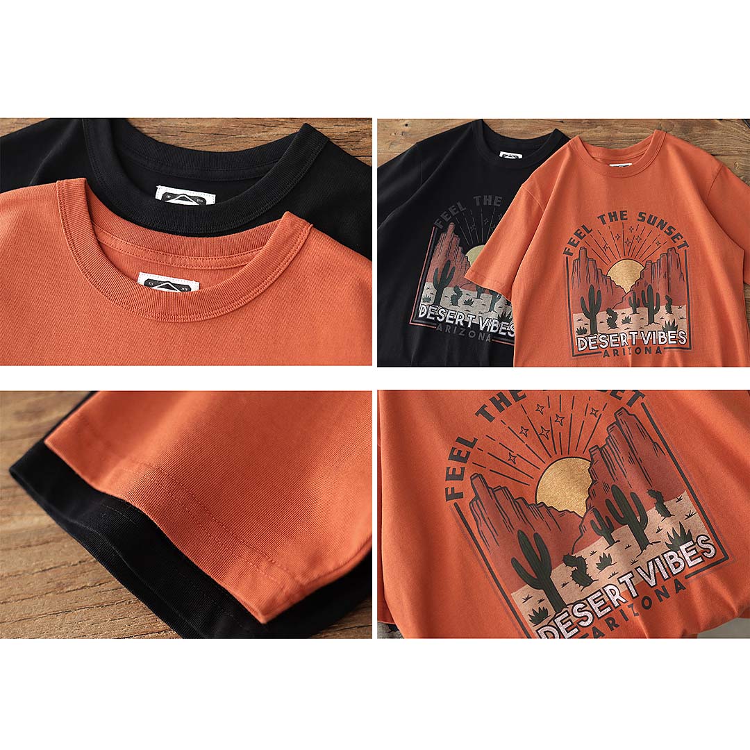 250G "Feel The Sunset" Printed Tee