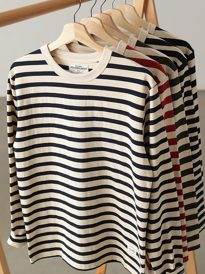 250G Washed Striped Long-Sleeve Tee
