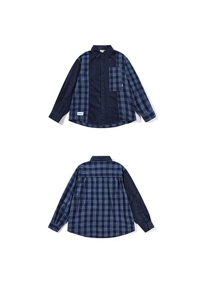 649 Mio Patchwork Long-Sleeve Shirt