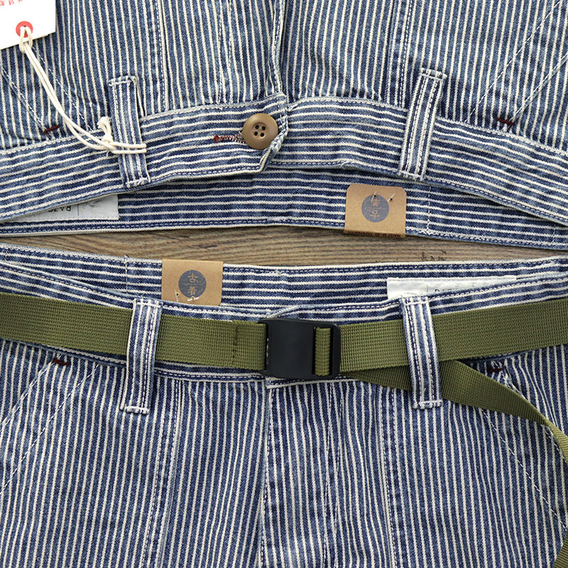 108 Vintage Striped Denim Shorts